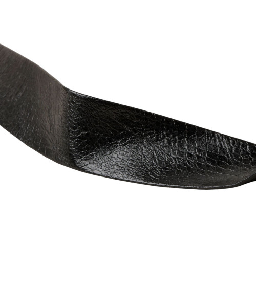 Cracked imitation leather bias 50% polyurethane 50% viscose 27mm black by the meter made in Europe