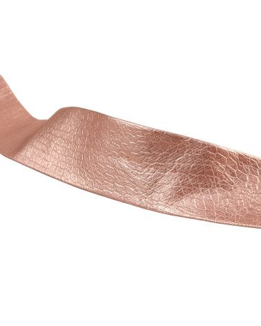 Cracked imitation leather bias 50% polyurethane 50% viscose 27mm pink copper per meter made in Europe