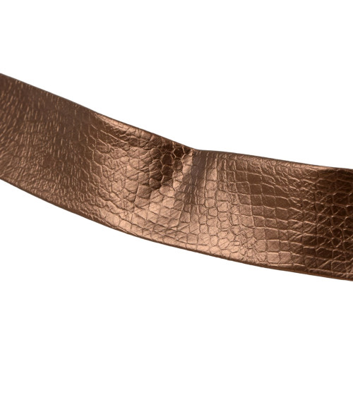 Faux leather bias binding 50% polyurethane 50% viscose 27mm brown by the meter made in Europe