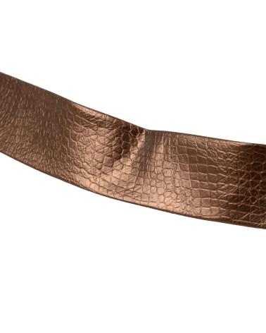 Cracked imitation leather bias 50% polyurethane 50% viscose 27mm brown per meter made in Europe