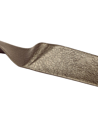 Cracked faux leather bias 27mm metallic gray by the meter made in Europe