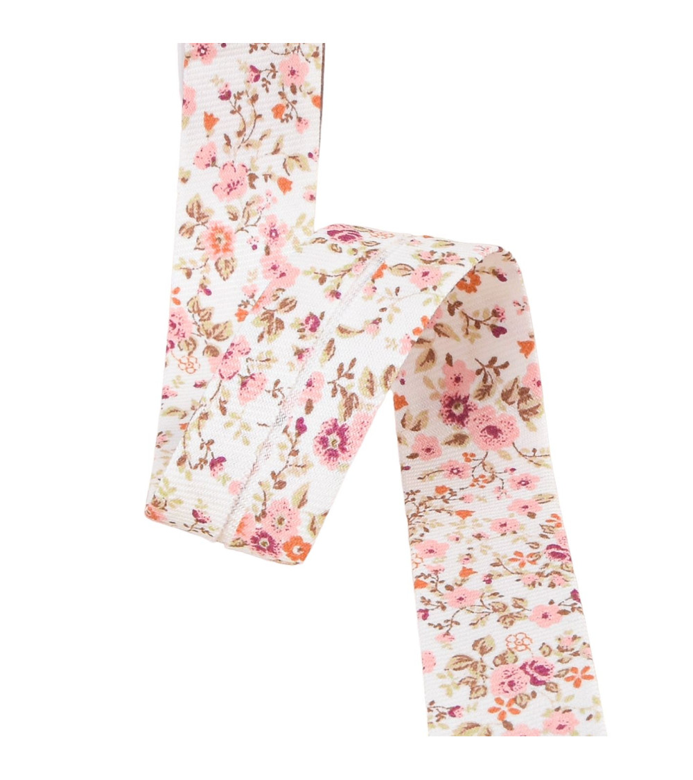 Bias flower fabric gots light pink 20mm per meter made in France