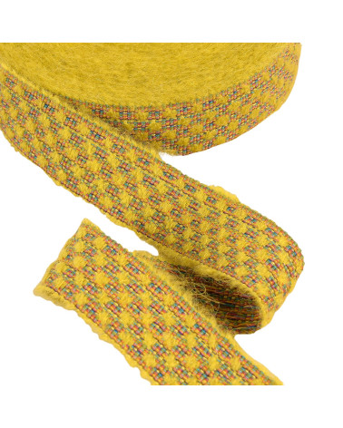 Galon laineux jaune vert 25mm au mètre
