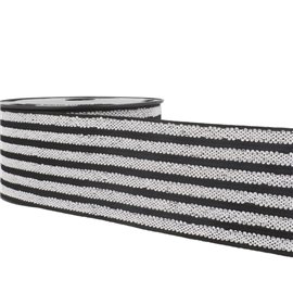 Bobine 10m Elastique ceinture stripes/rayures Noir/blanc/noir