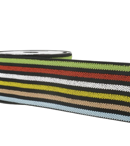 10m reel Elastic striped belt Multicolor