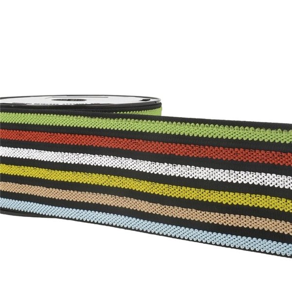 Bobine 10m Elastique ceinture stripes/rayures Multicolore
