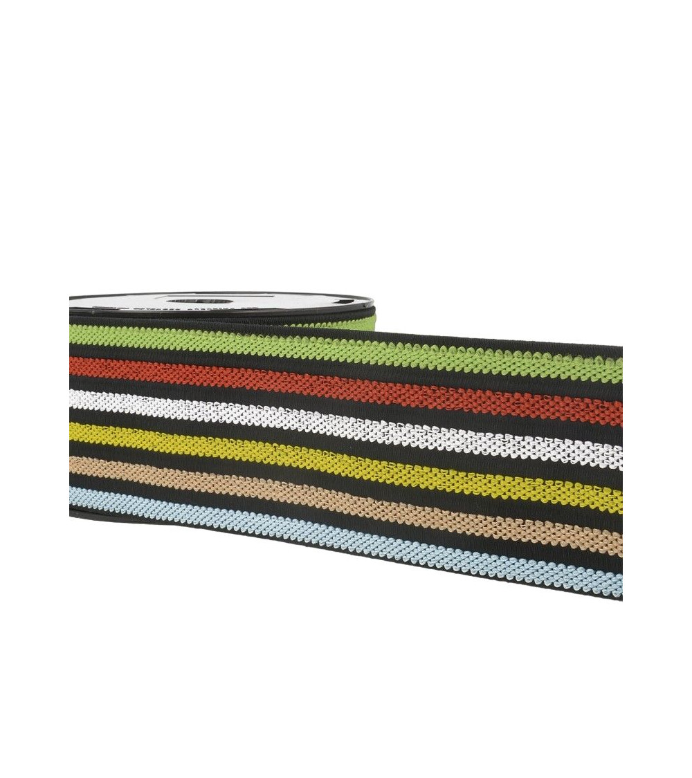 Bobine 10m Elastique ceinture stripes/rayures Multicolore