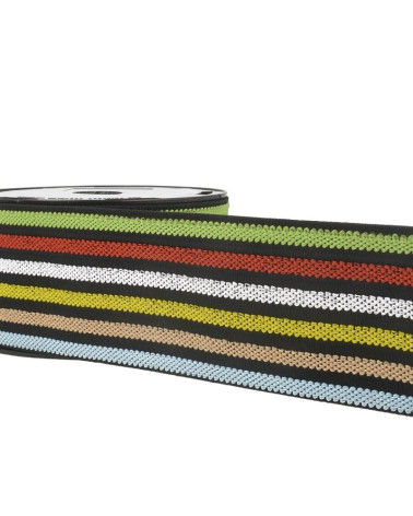 Bobina 10m Cinturón elástico rayas Multicolor