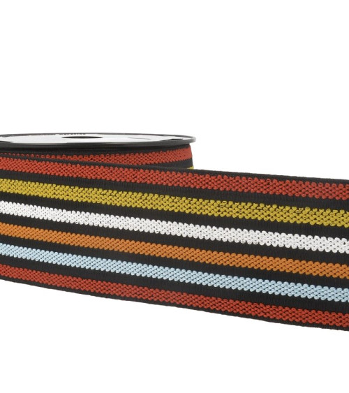 Bobine 10m Elastique ceinture stripes/rayures Multicolore