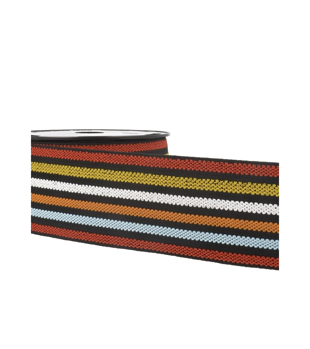 Bobine 10m Elastique ceinture stripes/rayures Multicolore