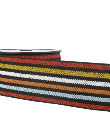 10m reel of elastic belt stripes/stripes Multicolor