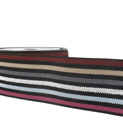 Bobine 10m Elastique ceinture stripes/rayures Multicolore