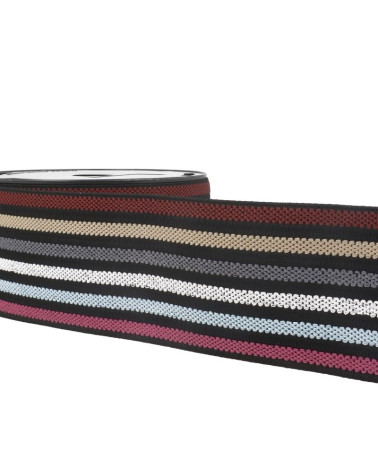 Bobina da 10 mt Cintura elastica a righe Multicolor