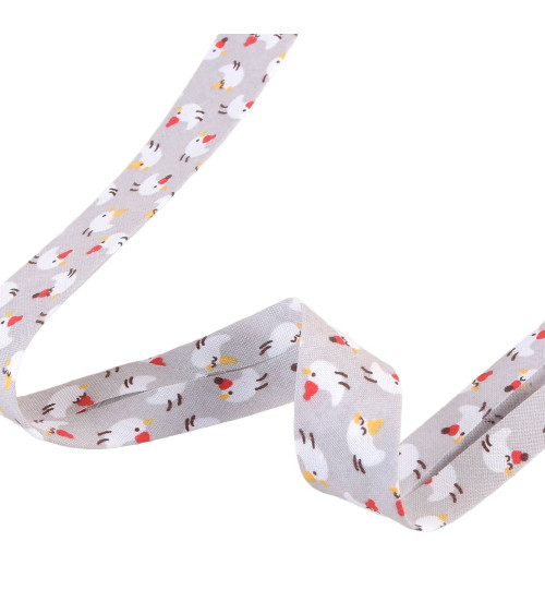 Gray chicken bias binding 20mm per meter