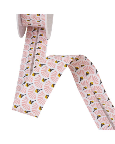 Bobina da 25 m, ventagli rosa chiaro in sbieco da 27 mm