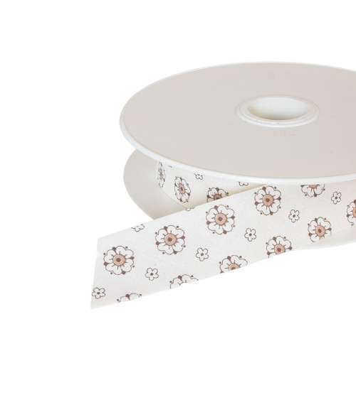 25m reel bias flowers 25mm beige