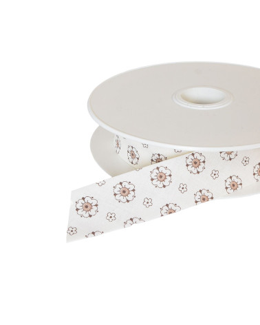 25m reel bias flowers 25mm beige