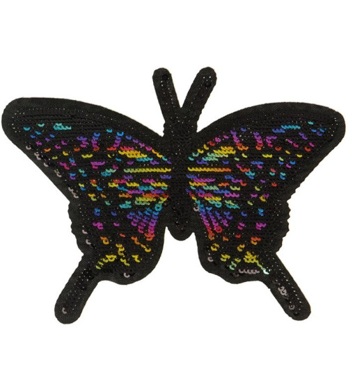 Ecusson thermocollant Papillon coloré sequin XL