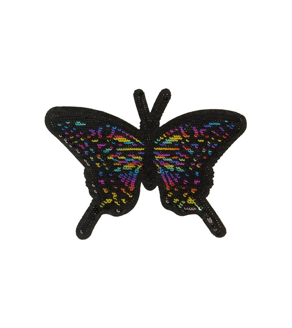 Ecusson thermocollant Papillon coloré sequin XL