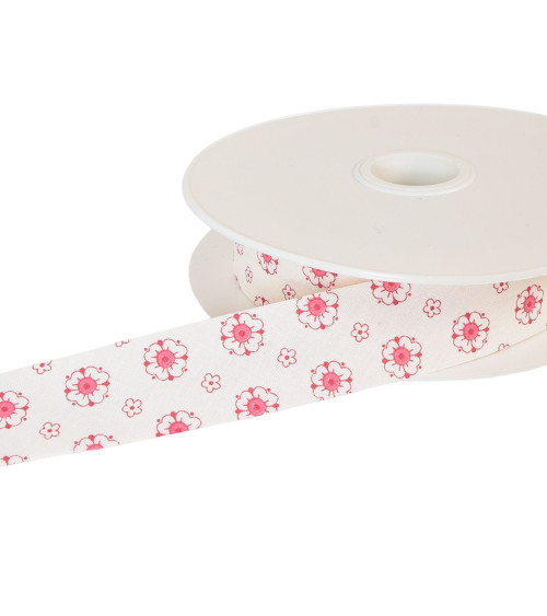 25m reel bias flowers 25mm burgundy