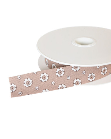 25m reel bias flowers 25mm beige