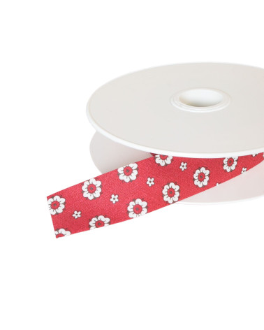 25m reel bias flowers 25mm burgundy red