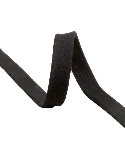 20m reel flat tubular cotton braid 15mm black
