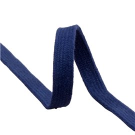 Bobine 20m tresse tubulaire plate coton 15mm bleu bleu marine