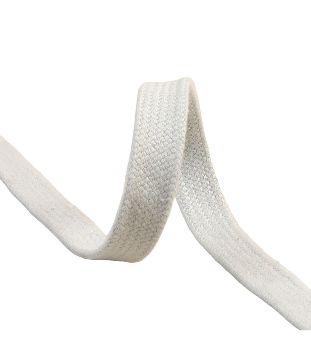 20m reel flat tubular cotton braid 15mm light gray