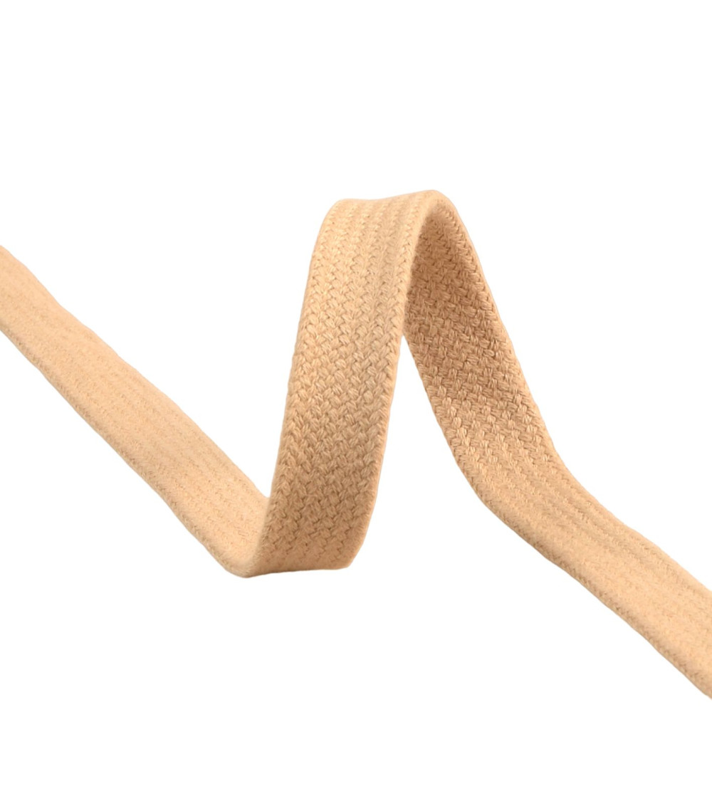 20m reel flat tubular cotton braid 15mm beige