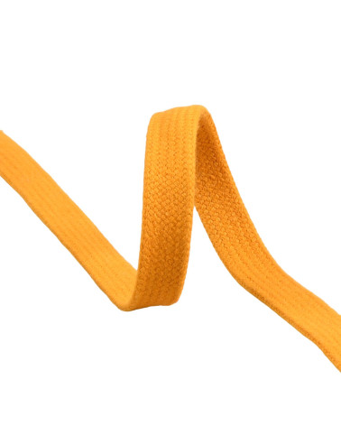 Bobine 20m tresse tubulaire plate coton 15mm jaune moutarde