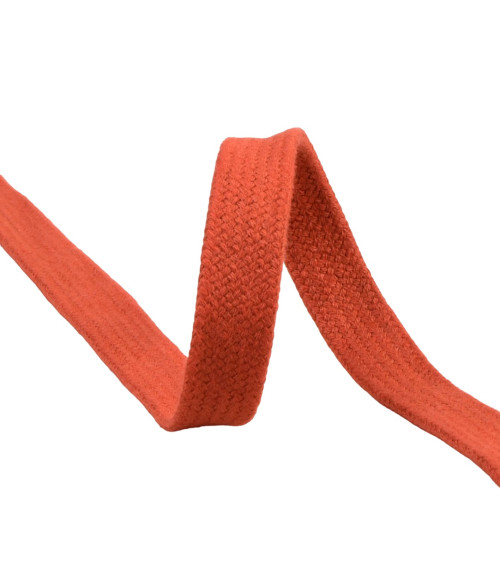 20m reel flat tubular cotton braid 15mm rust