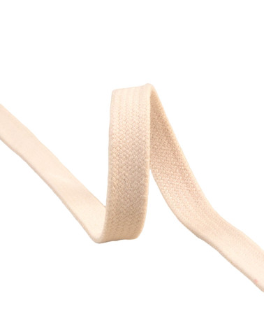 20 m Spule, flaches, schlauchförmiges Baumwollgeflecht, 15 mm, ecru