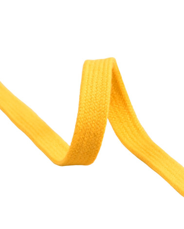 Bobine 20m tresse tubulaire plate coton 15mm jaune or