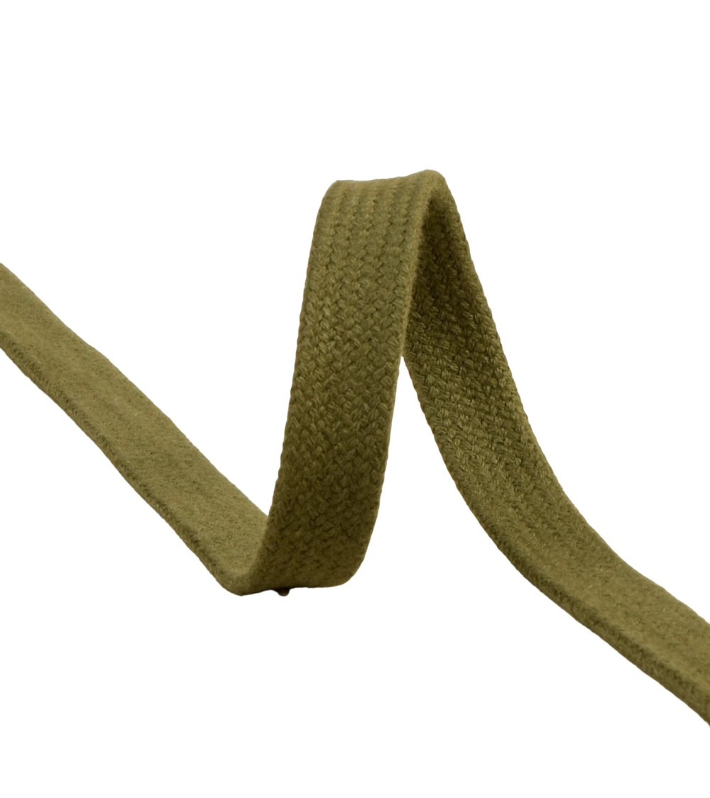 20m reel flat tubular cotton braid 15mm khaki