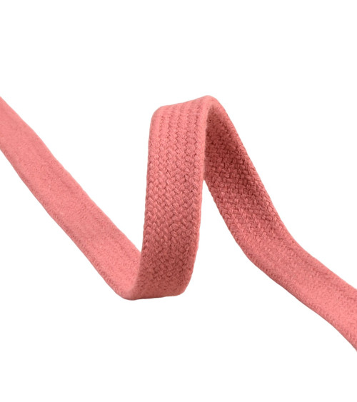 20m reel flat tubular cotton braid 15mm old pink