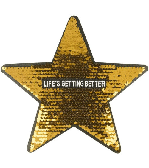 Large format sequin iron-on patch Golden star