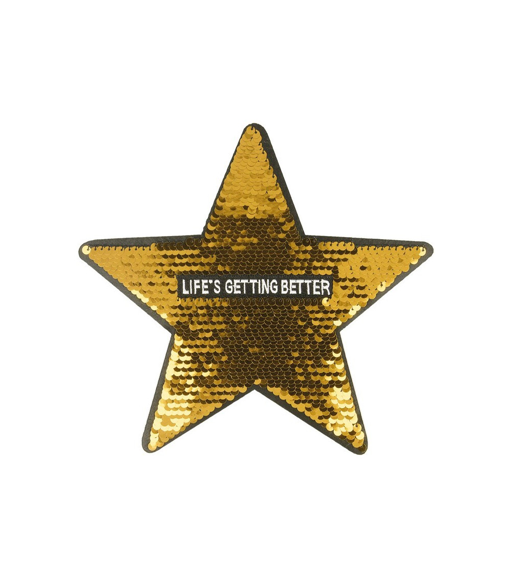 Large format iron-on sequin badge Golden star