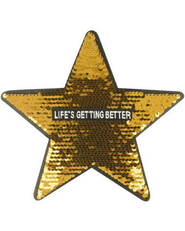 Large format iron-on sequin badge Golden star