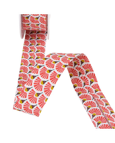 Red fan bias binding 27mm per meter made in France