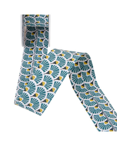 Duck blue fan bias binding 27mm per meter made in France