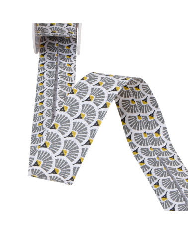 Medium grey fan bias binding 27mm per meter made in France
