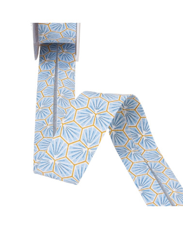 Light blue honeycomb bias binding 27mm per meter made in France