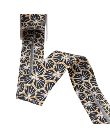 Black honeycomb bias binding 27mm per meter made in France