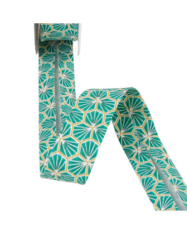 Emerald green honeycomb bias binding 27mm per meter made in France