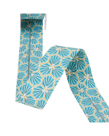 Steel blue honeycomb bias binding 27mm per meter made in France