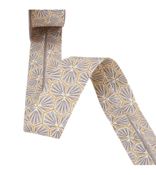 Taupe honeycomb bias binding 27mm per meter made in France