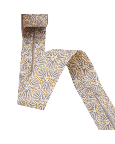 Taupe honeycomb bias binding 27mm per meter made in France