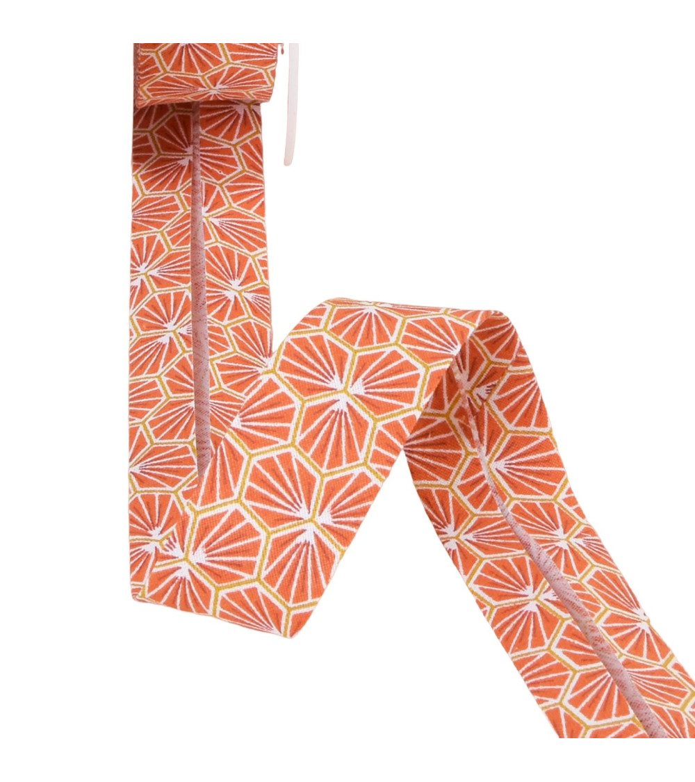 Rust honeycomb bias binding 27mm per meter made in France