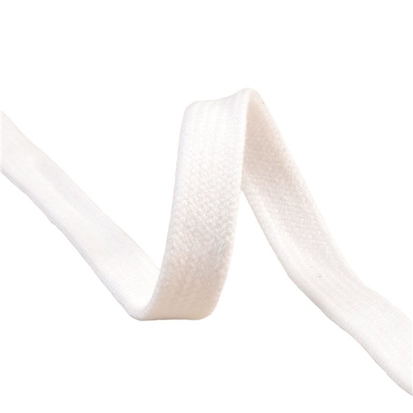 Tresse tubulaire plate au mètre 100 % coton 15mm blanc
